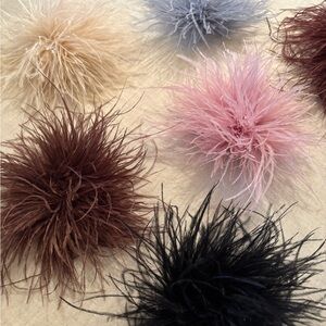 Fabulous Feather Brooches- several colors Black, Pink, Brown, Cream, Blue/Grey
